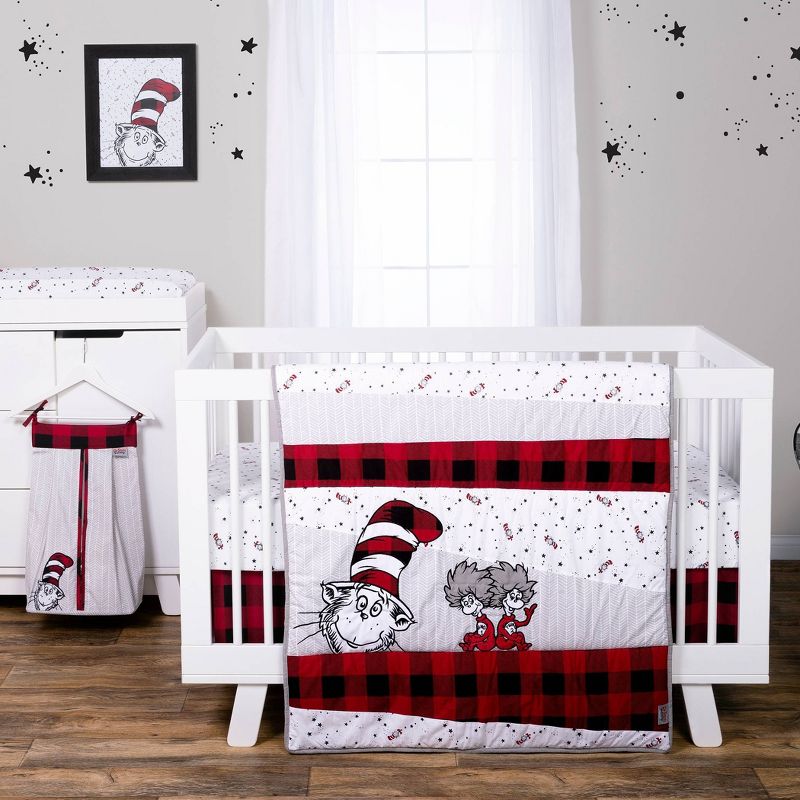 Dr. Seuss Lumberjack Cat in the Hat 5 Piece Crib Bedding Set