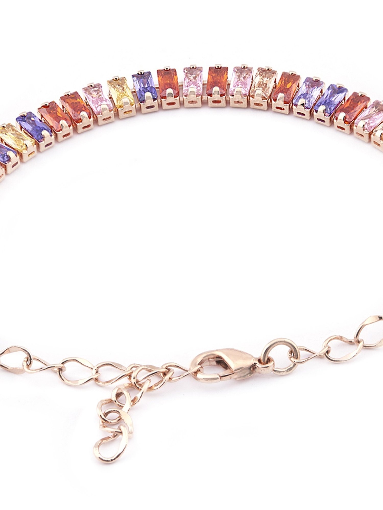 Zaveri Pearls Set of 2 Multicolor Cubic Zirconia Contemporary Tennis Bracelets-ZPFK13368