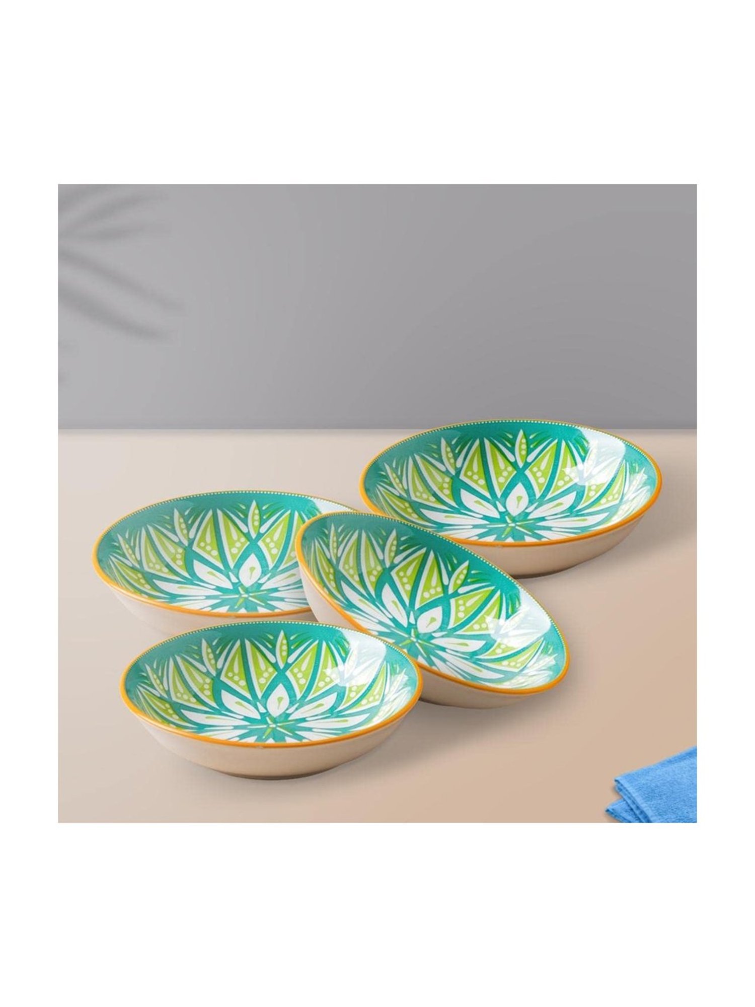 Nestasia Printed &iquest;Green &iquest;Ceramic Round Plates - Set of 4