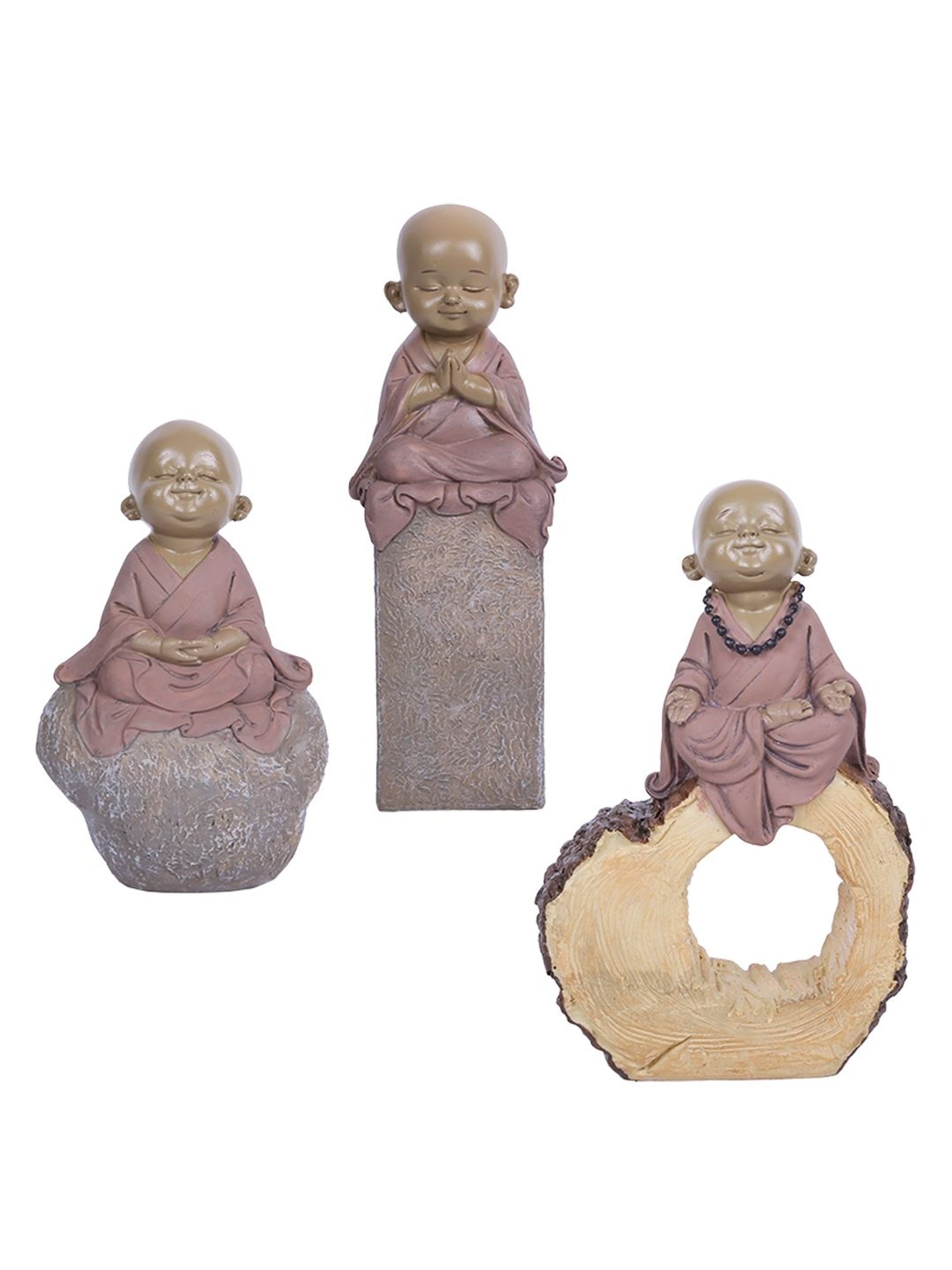 Tayhaa Pink Serene Baby Buddha Trio Statue