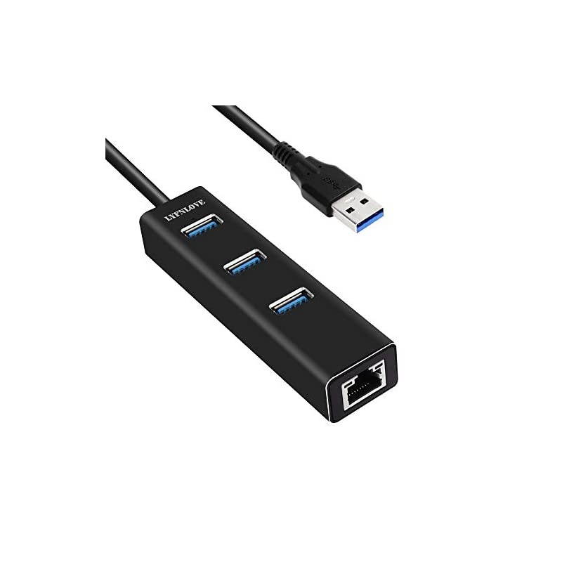 Aluminum 3Port USB 30 Hub with RJ45 Gigabit Ethernet Port LAN Network Adapter for Surface Pro 4 Laptop PC Computer USB Flash Drive and More