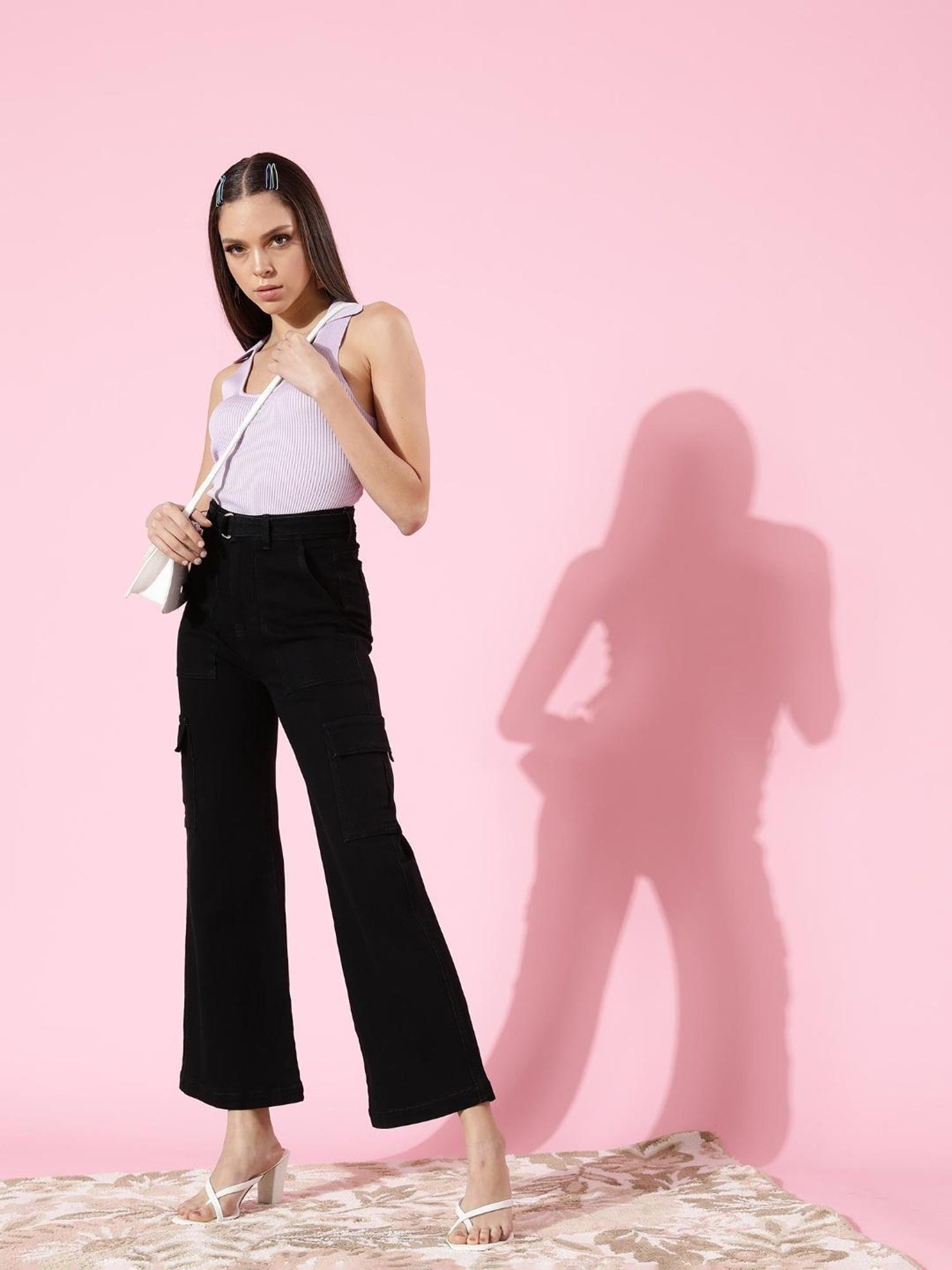 DOLCE CRUDO Black Flared Fit Jeans