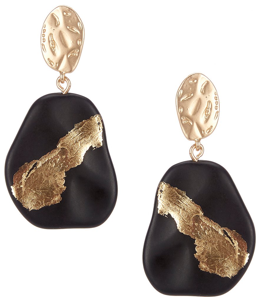 Natasha Accessories Gold Foil Drop Earrings