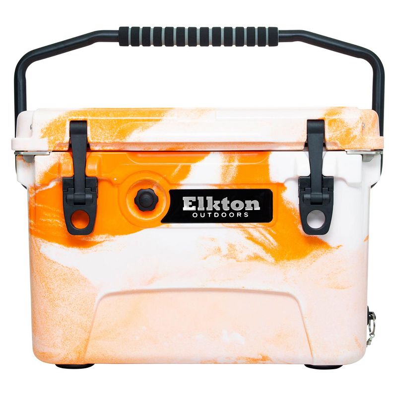 Elkton Outdoors ELK-ICE-20ORG Heavy Duty Rotomolded Portable 20 Quart Commercial Grade Insulated Hardside Ice Chest Beverage Cooler, Orange