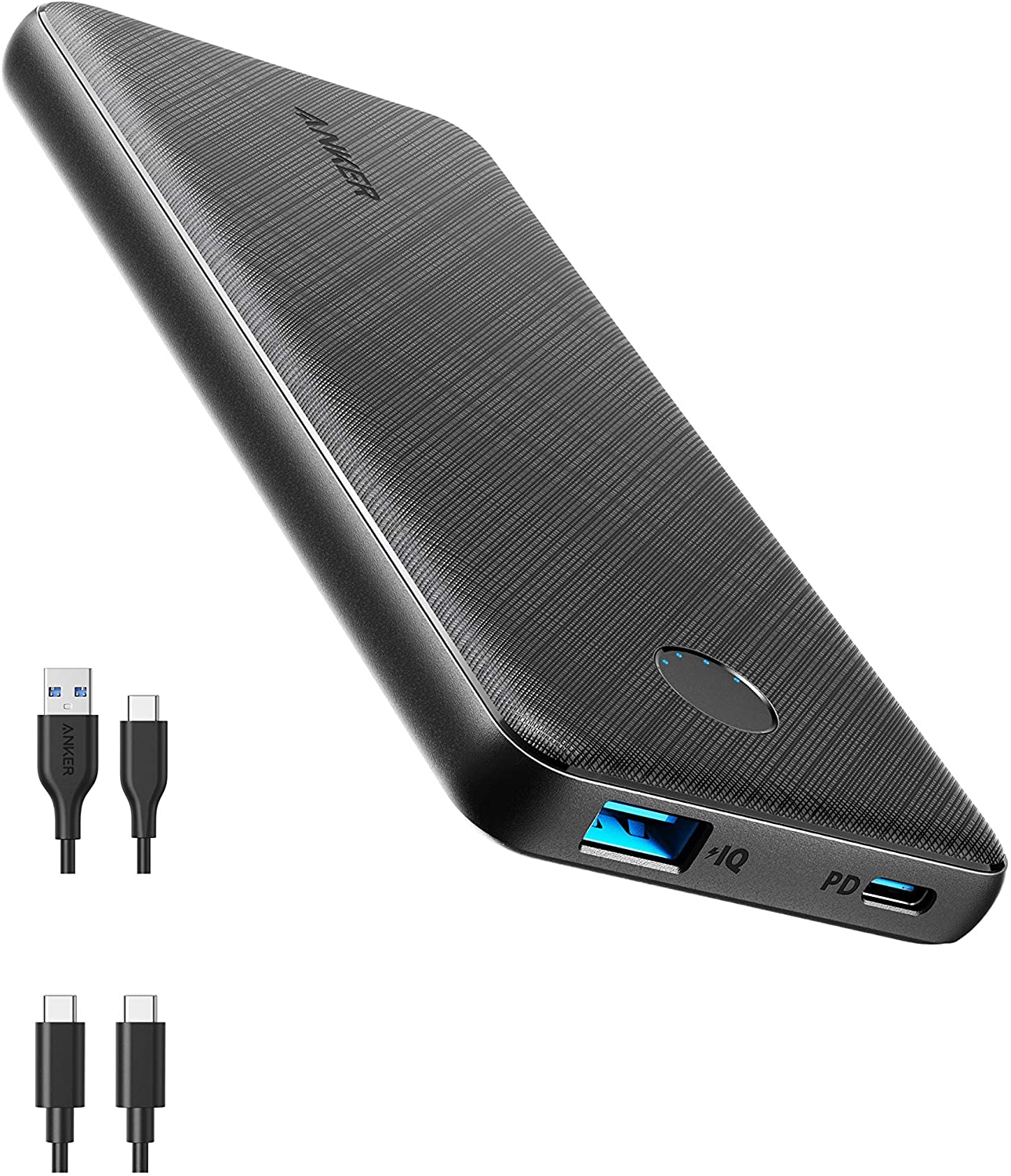 Anker PowerCore Slim 10000 PD, 20W 10000mAh Power Delivery Power Bank, USB-C Portable Charger for iPhone 12/12 Mini/12 Pro/12 Pro Max, S10, Pixel 3, and More (Charger Not Include)