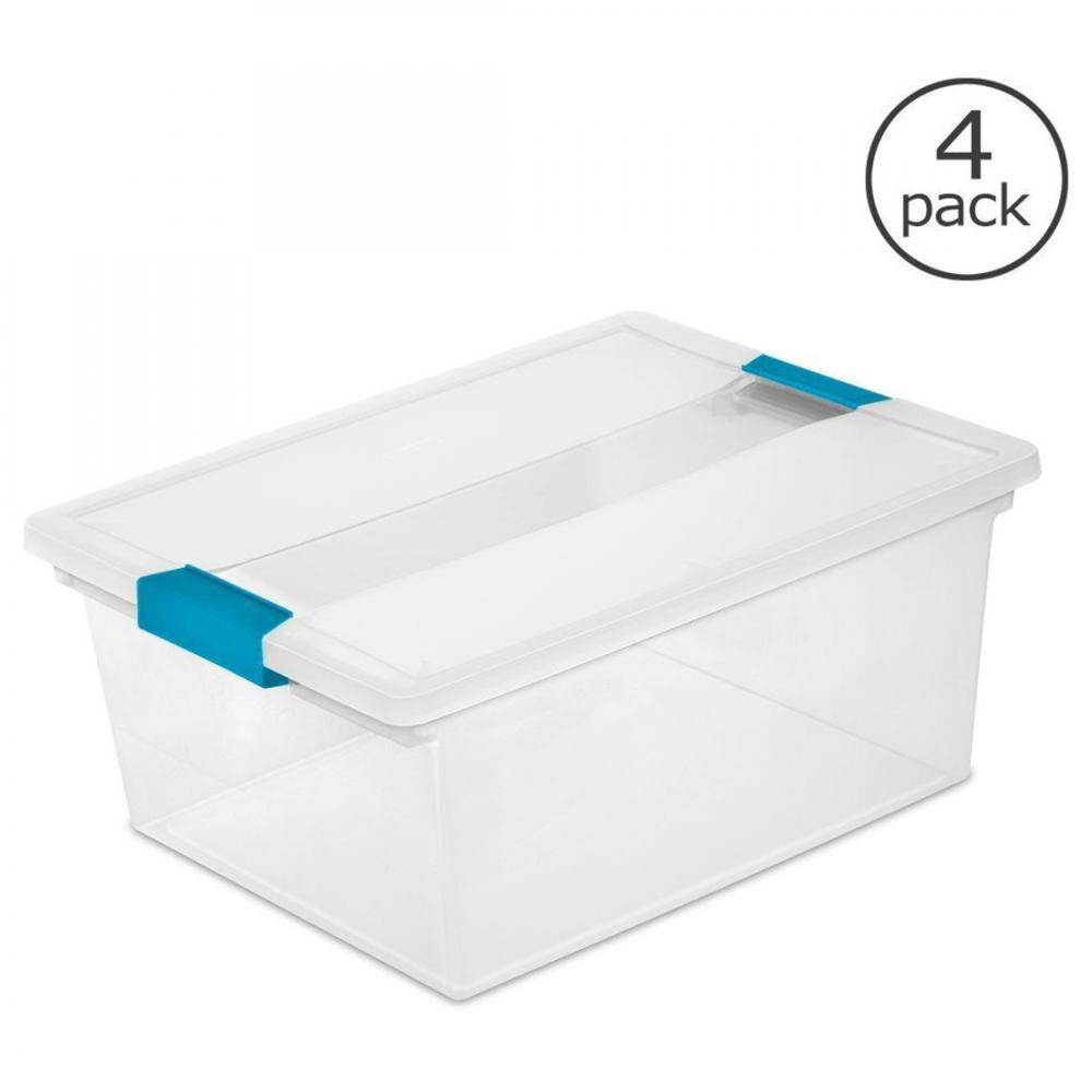 Sterilite 19658604 Deep Clip Box, Fern - 4-pack