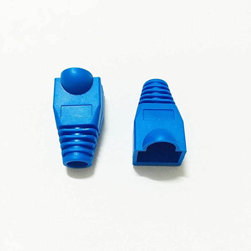 100pcs RJ45 Cat6 Cat5E Ethernet Cable Snagless End Boots Cap Connector Cover Modular Blue