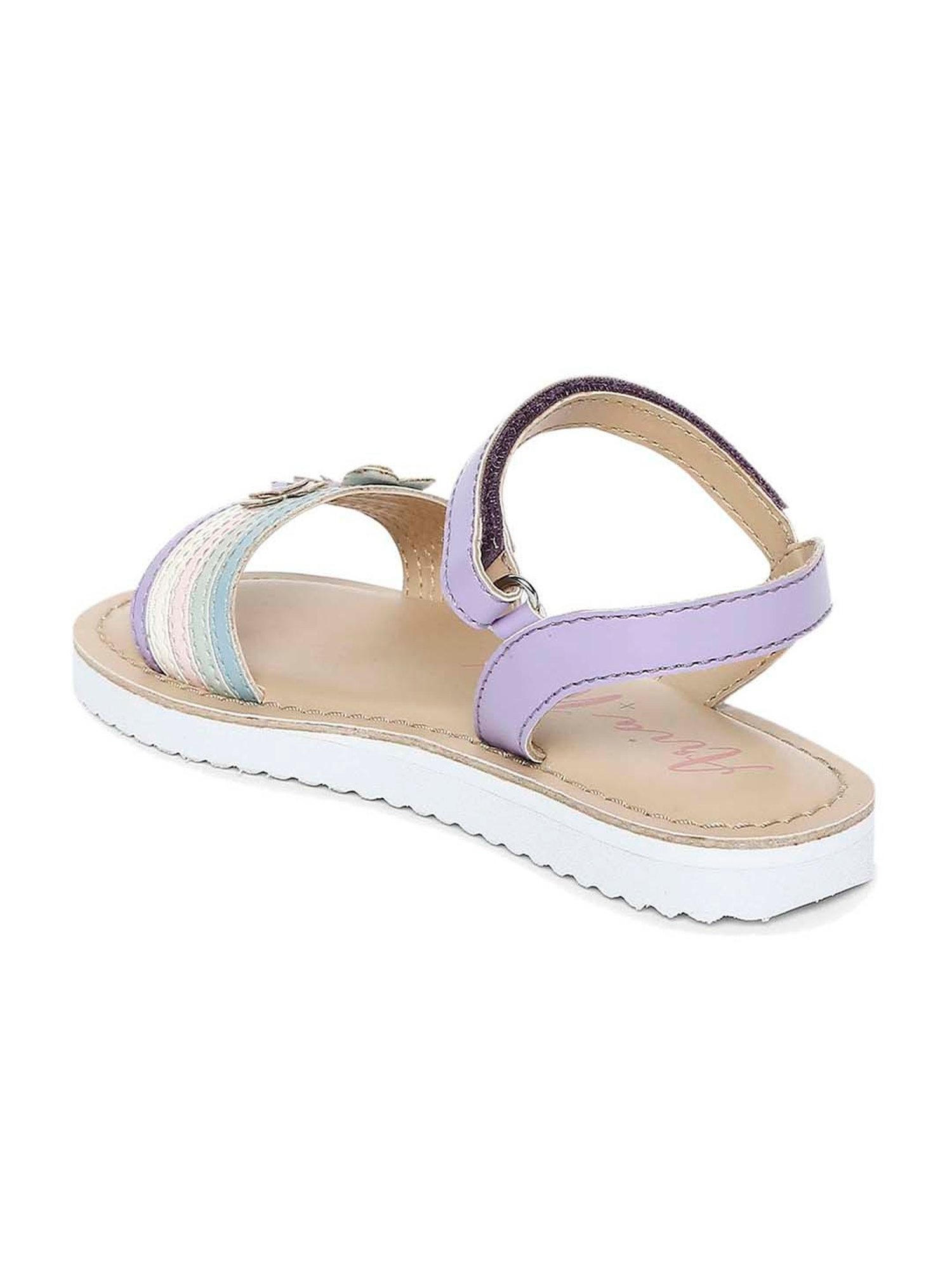 Aria Nica Kid's Floral Lavender & Pink Ankle Strap Sandals
