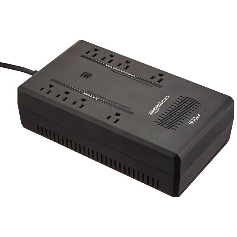 Basics Standby UPS 600VA 360W Surge Protector Battery Backup, 8 Outlets