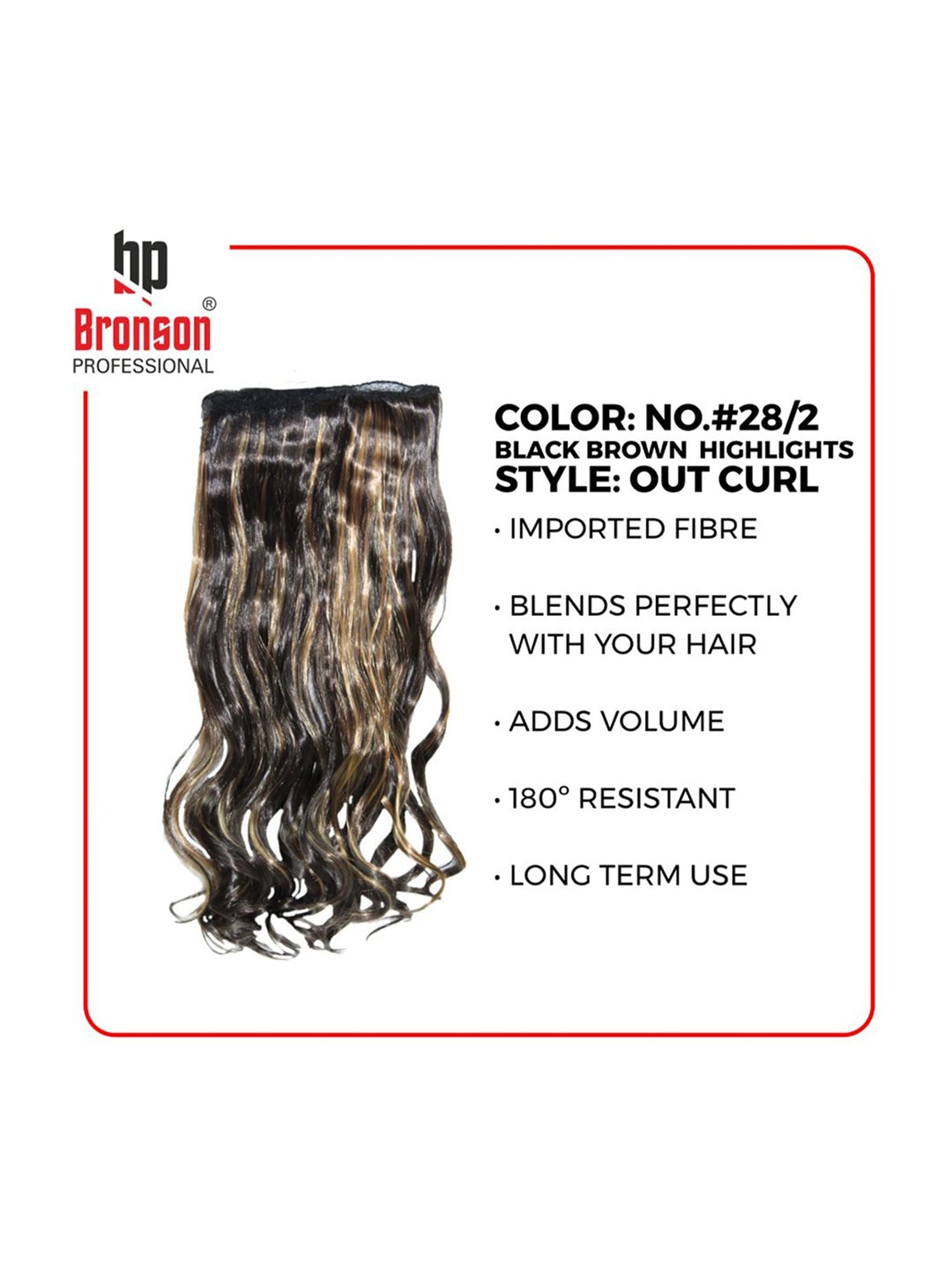Bronson Professional Out Curl 5 Clip-In Hair Extensions Black and Brown No. 28/2 - 24 Inches