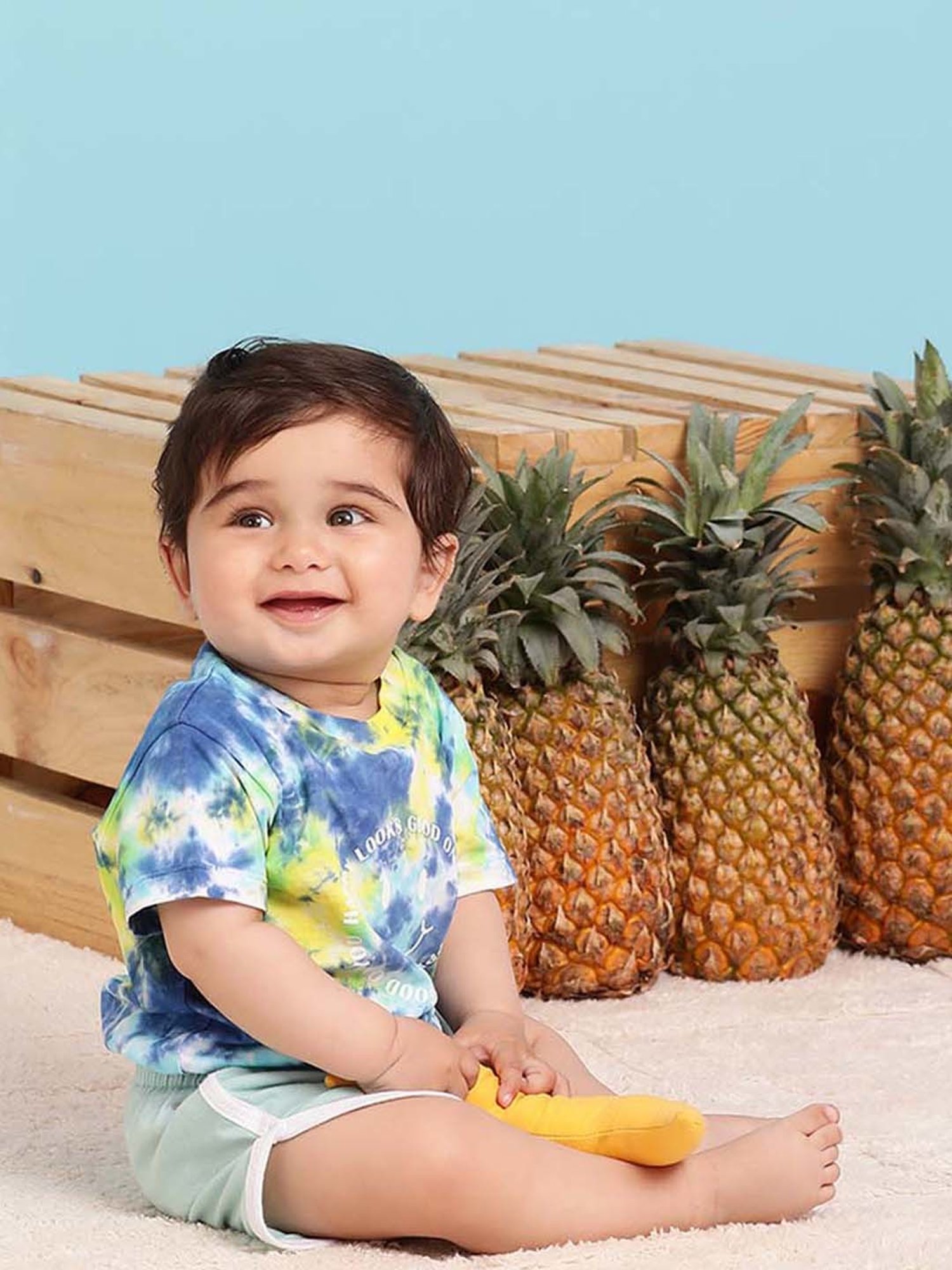 MiArcus Kids Blue & Yellow Cotton Printed T-Shirt