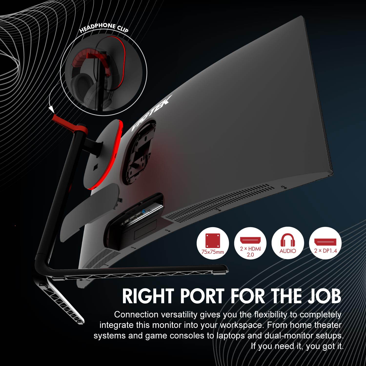 VIOTEK GNV34DBE 34-Inch Curved Gaming Monitor  144Hz UWQHD  2x HDMI 2.0, 2x DisplayPort 1.4, 3.5mm FreeSync