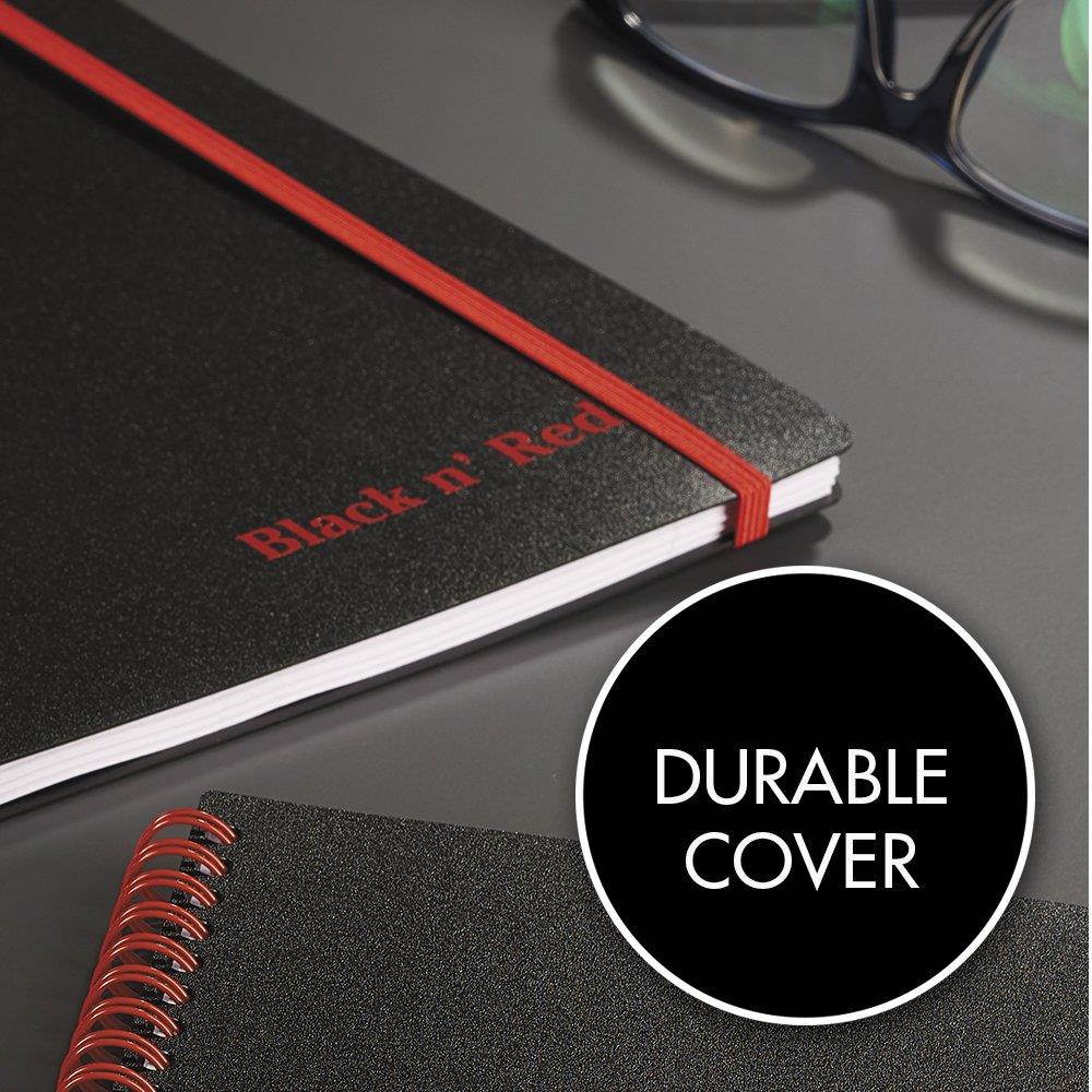 Black n' Red Twin Wire Poly Cover Notebook, 11-3/4" x 8-1/4", Black/Red, 70 Ruled Sheets (E67008)