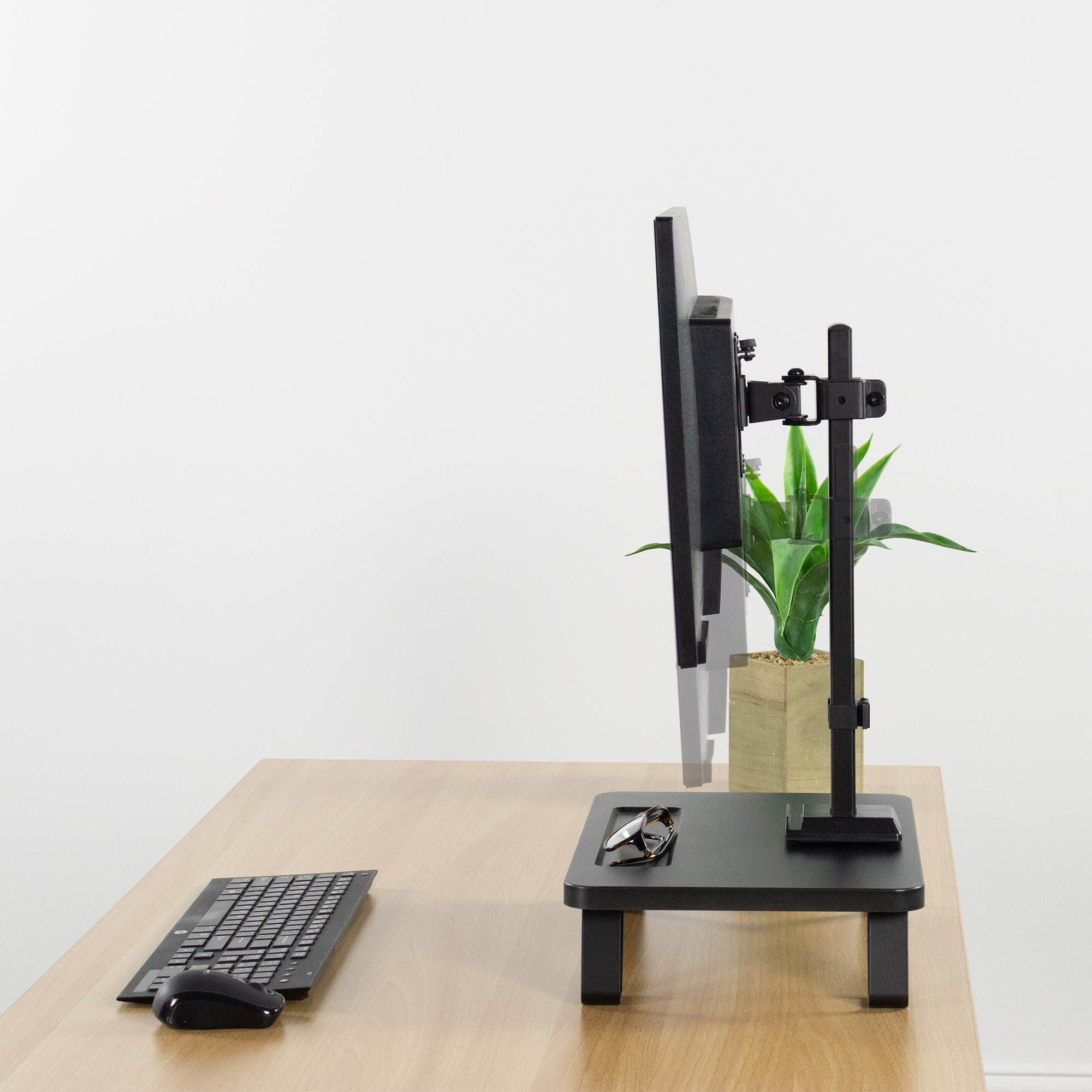 VIVO Black Freestanding Single Monitor Stand with Riser for 17&rdquo; to 32&rdquo; Screens | Mount with Storage (STAND-V101SF)