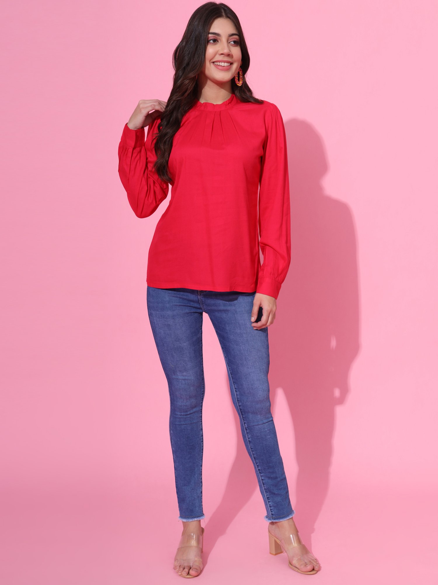 DECKEDUP Magenta Slim Fit Top