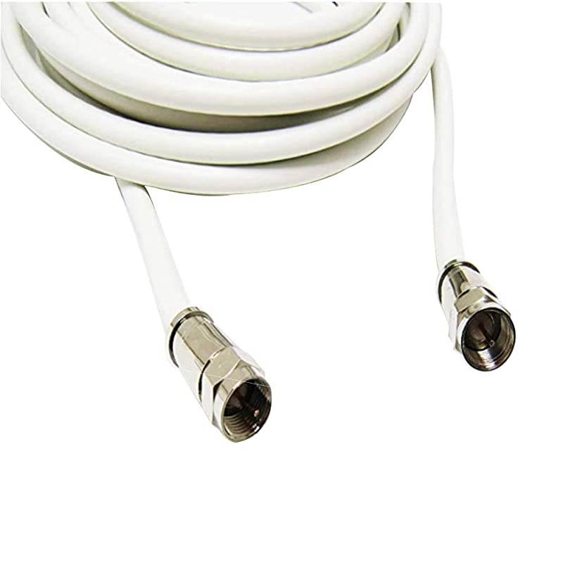 White 20ft RG6 Coaxial Cable with 2pcs Free F Connector for Televisions Satellite Receivers 20ft White
