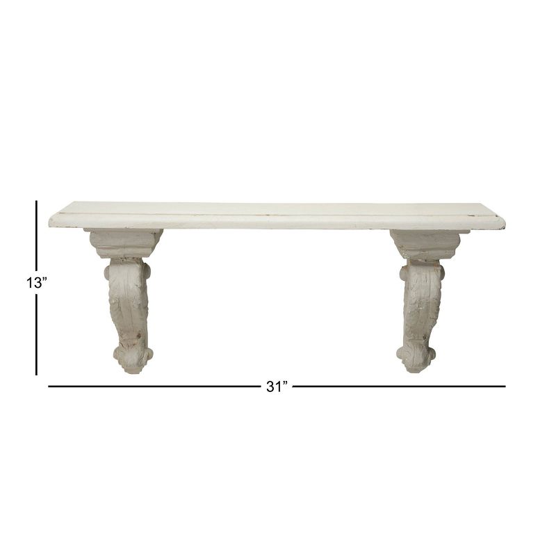 31.5" x 13.5" Large Floating Wall Shelf with Decorative Scrollwork Beige/White - Olivia & May