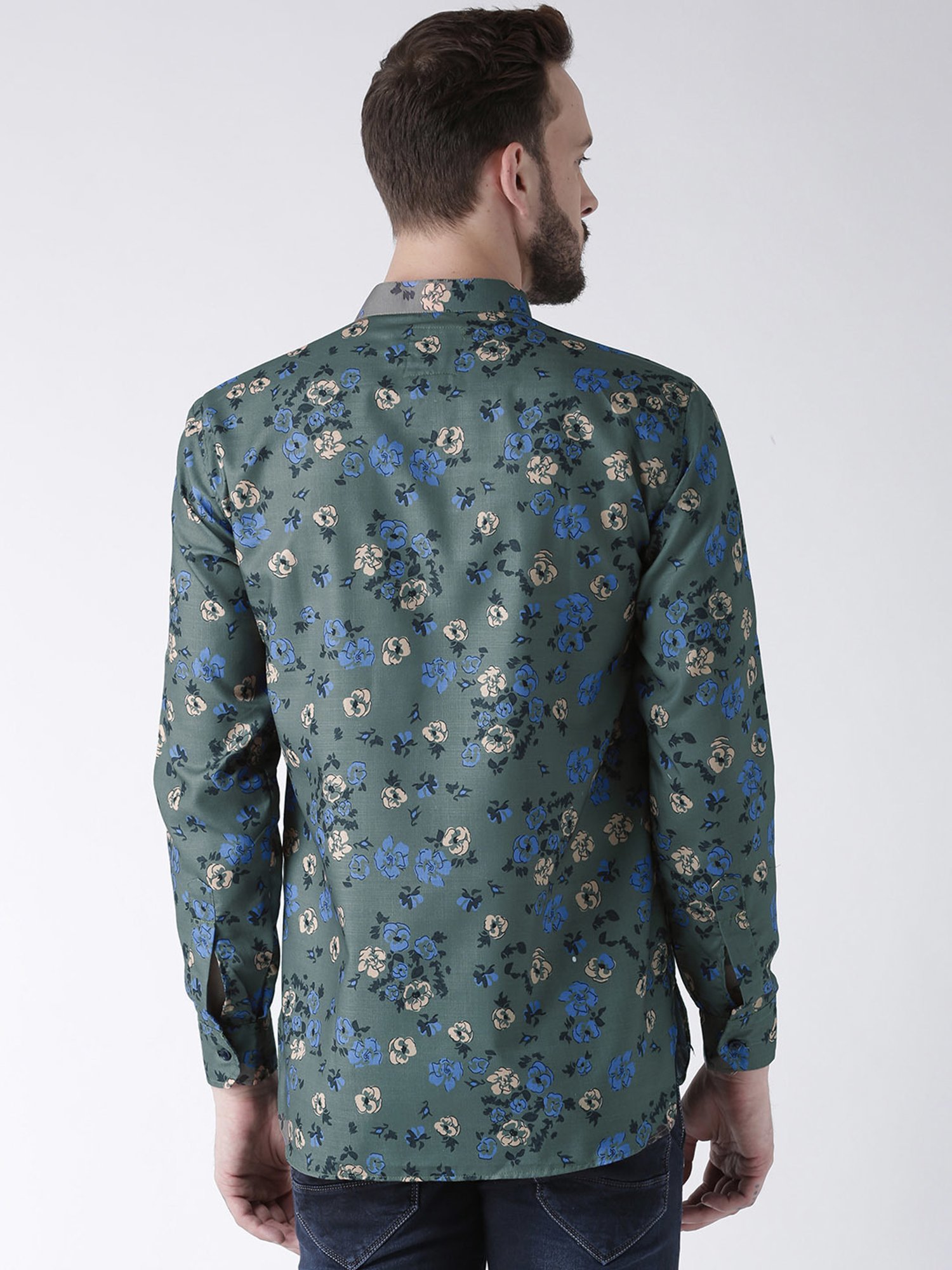 Hangup Plus Green Regular Fit Floral Print Short Kurta