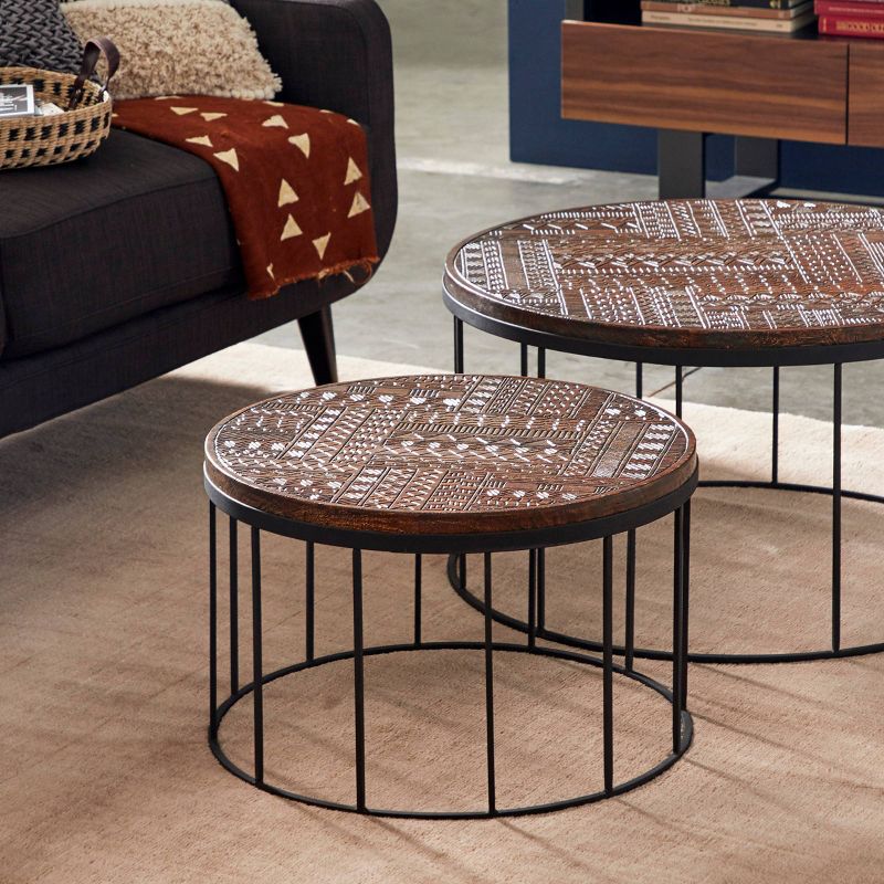 Contemporary Mango Wood and Metal Medium Coffee Table Brown - Venus Williams Collection