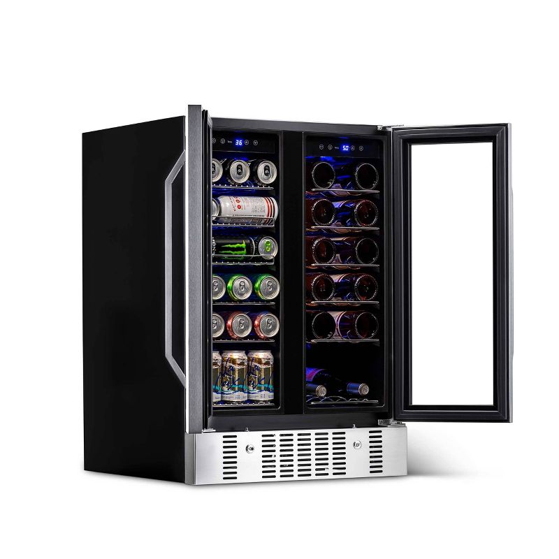 NewAir 18 Bottle and 58 Can Dual Zone Beverage and Wine Cooler - Stainless Steel AWB-360DB
