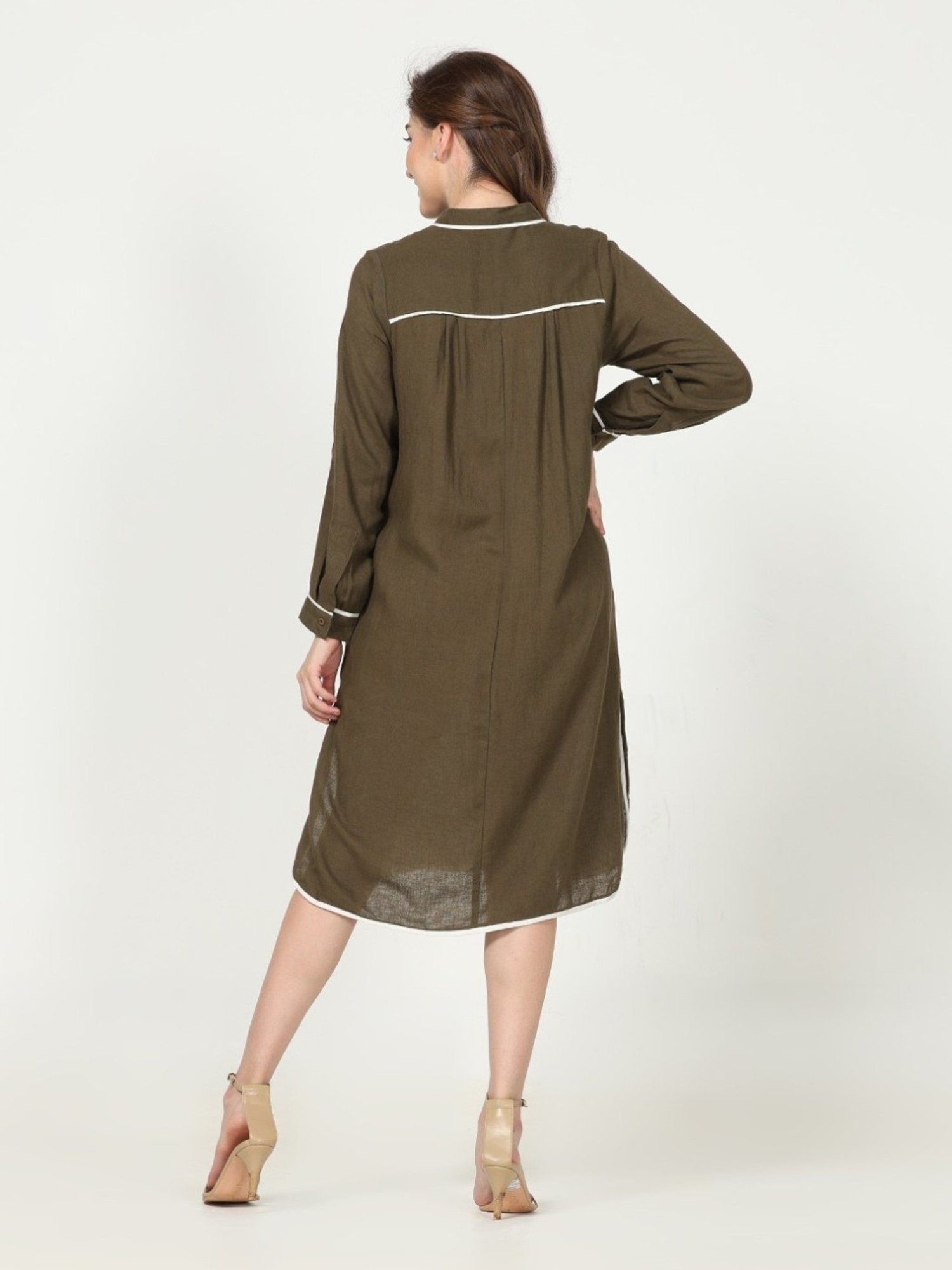 Saltpetre Classic Olive Shirt with piping in Organic Cotton