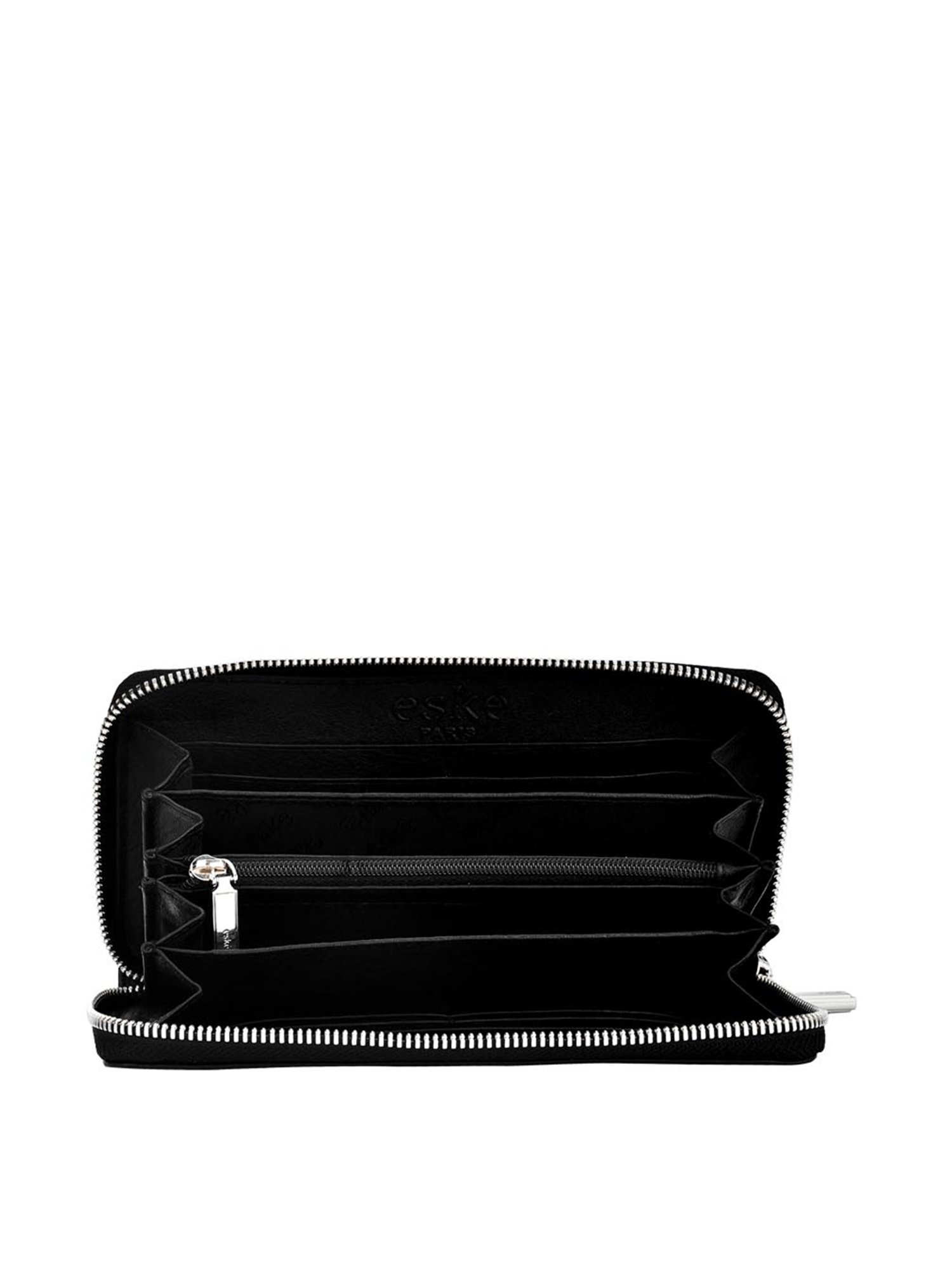 Eske Scala Black Solid Zip Around Wallet for Women