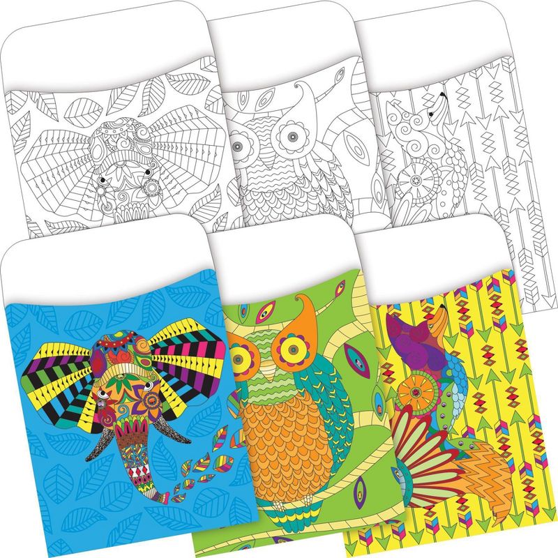 Barker Creek 60pc Bohemian Animals Peel and Stick Pockets Multi Design Set