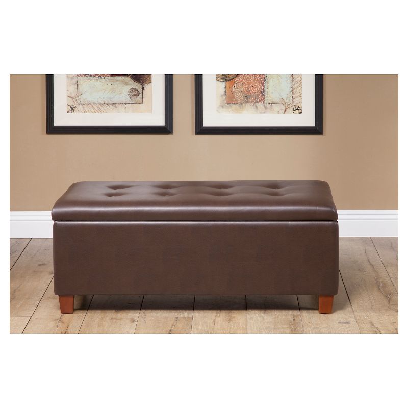 Large Faux Leather Storage Bench Chocolate Brown - HomePop