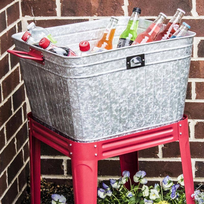 72qt Metal Tub with Stand Gray - Backyard Expressions