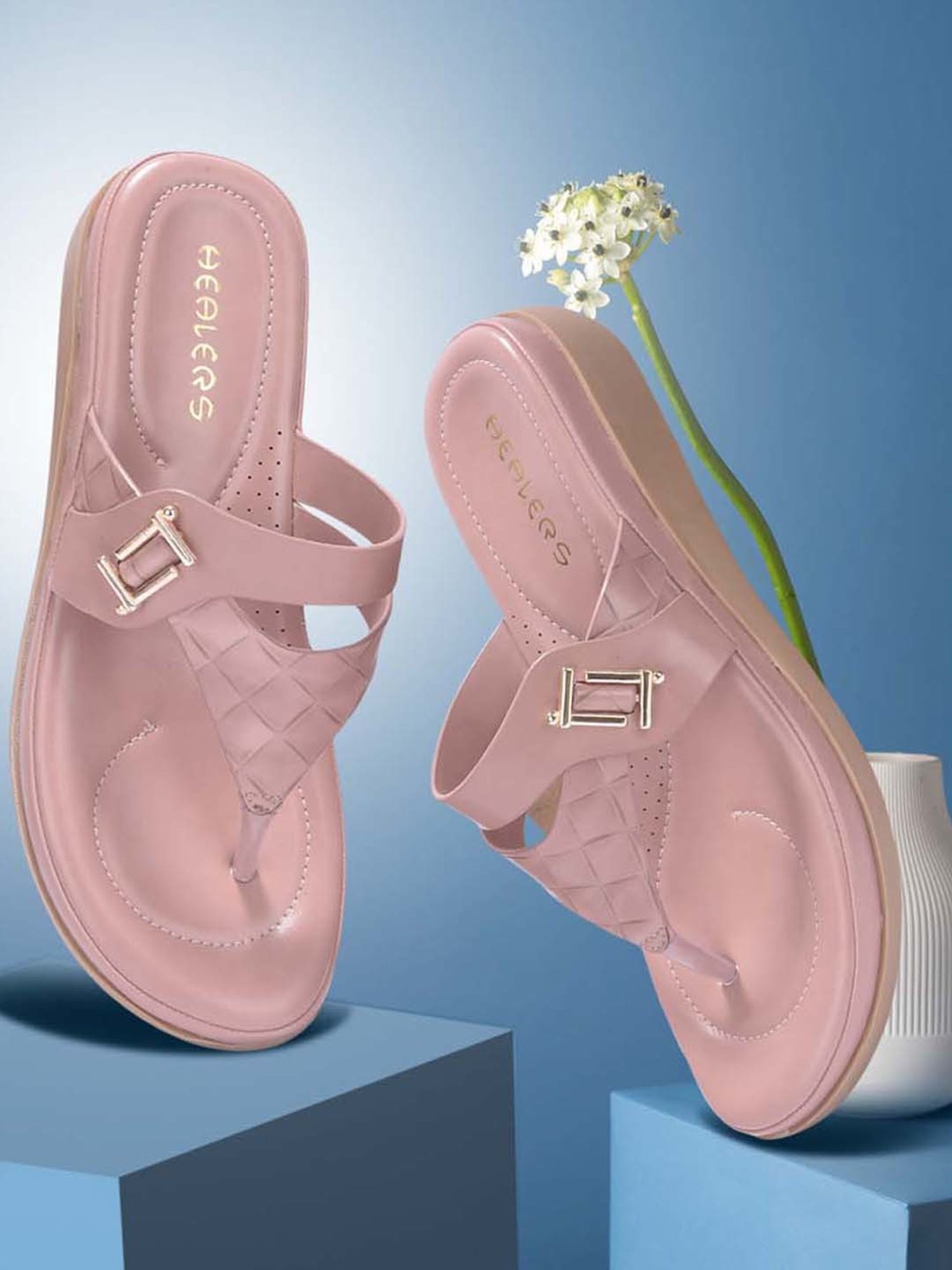 Healers by Liberty Women's Peach Thong Wedges