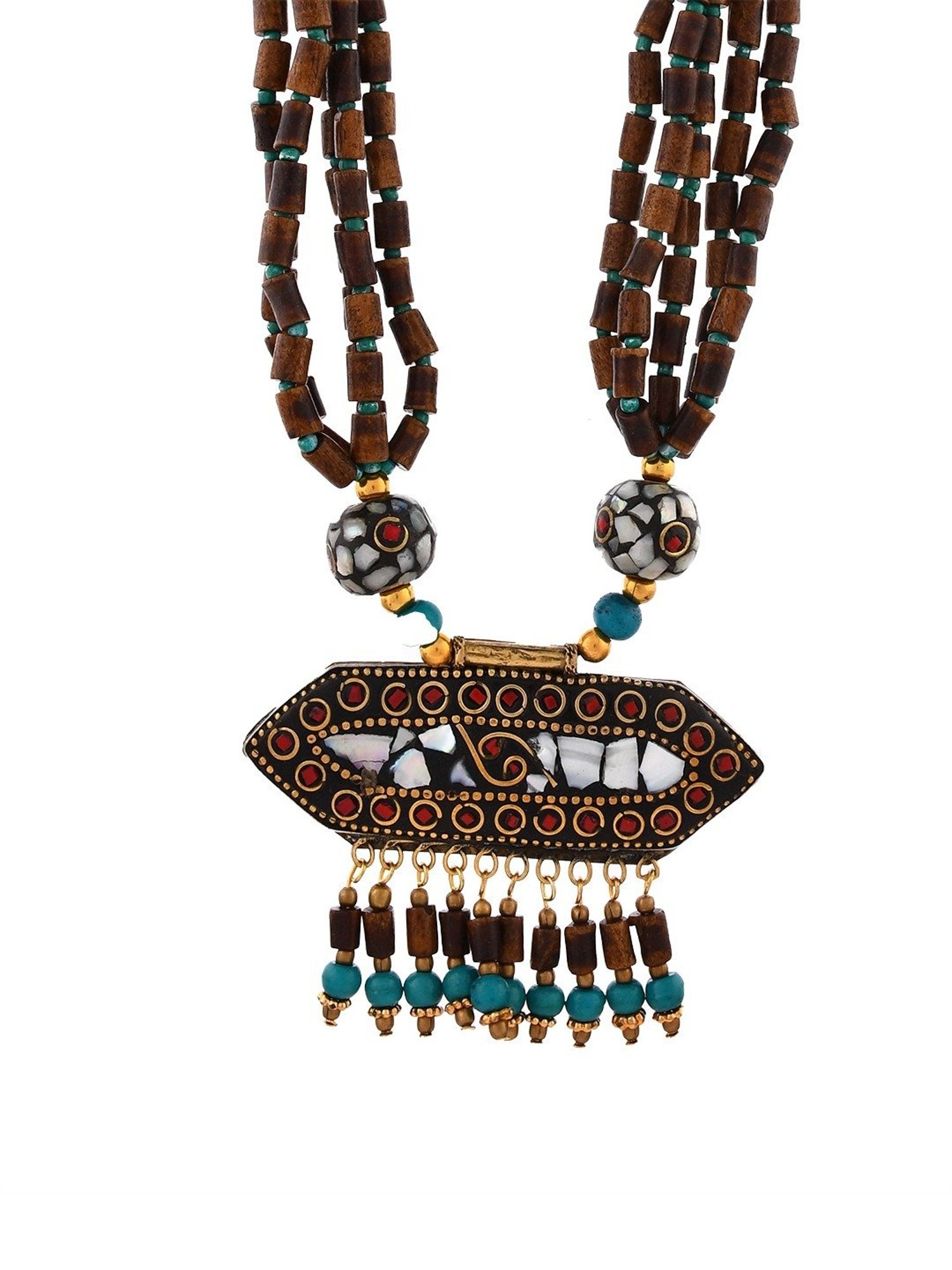 Imli Street Brown Long Beaded Dual Tone Necklace