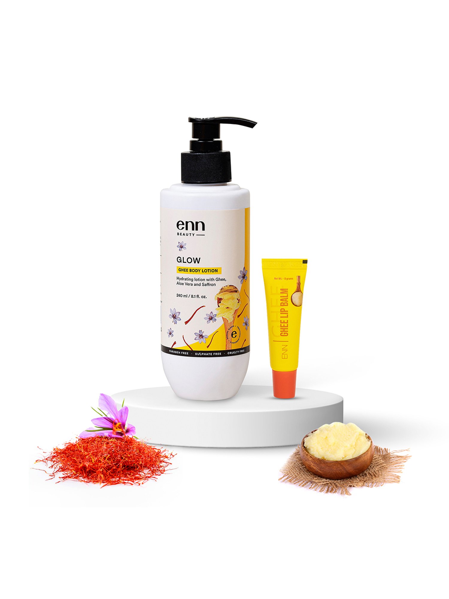 ENN Glow Ghee Body Lotion & Ghee Lip Balm Combo Kit