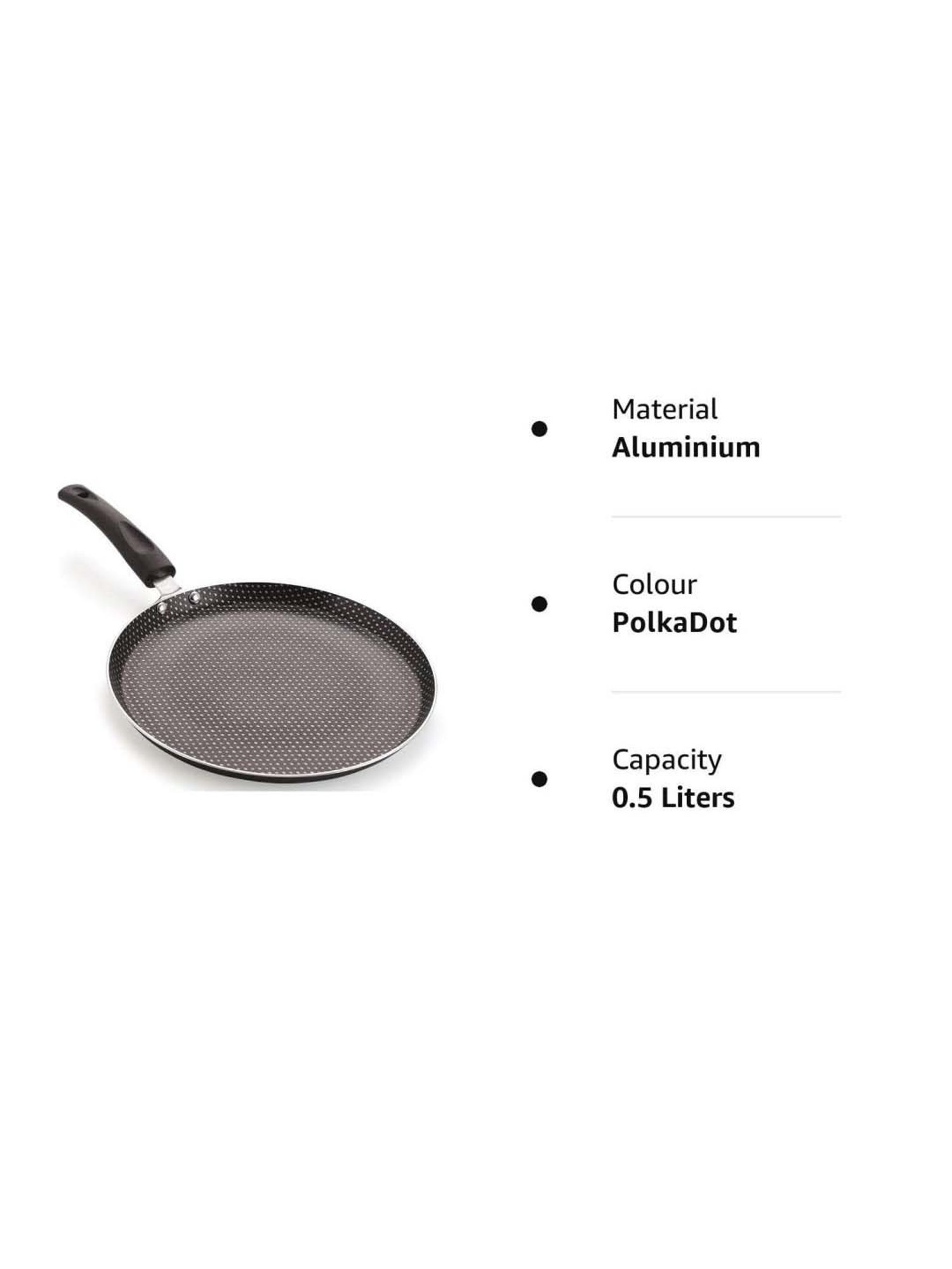 Nirlon Polka Dot Black Aluminium 26 cm Gas Non-Stick Flat Tawa (0.5 L)