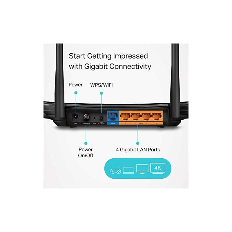 AC1200 Smart WiFi Router - 5GHz Gigabit Dual Band MU-MIMO Wireless Internet Router, Long Range Coverage by 4 Antennas(Archer A6) (Renewed)