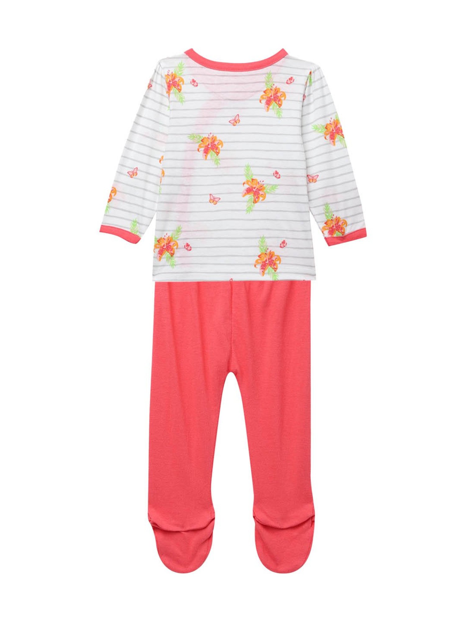 MiArcus Kids Red Printed 2 Full Sleeve Tee & Pajama