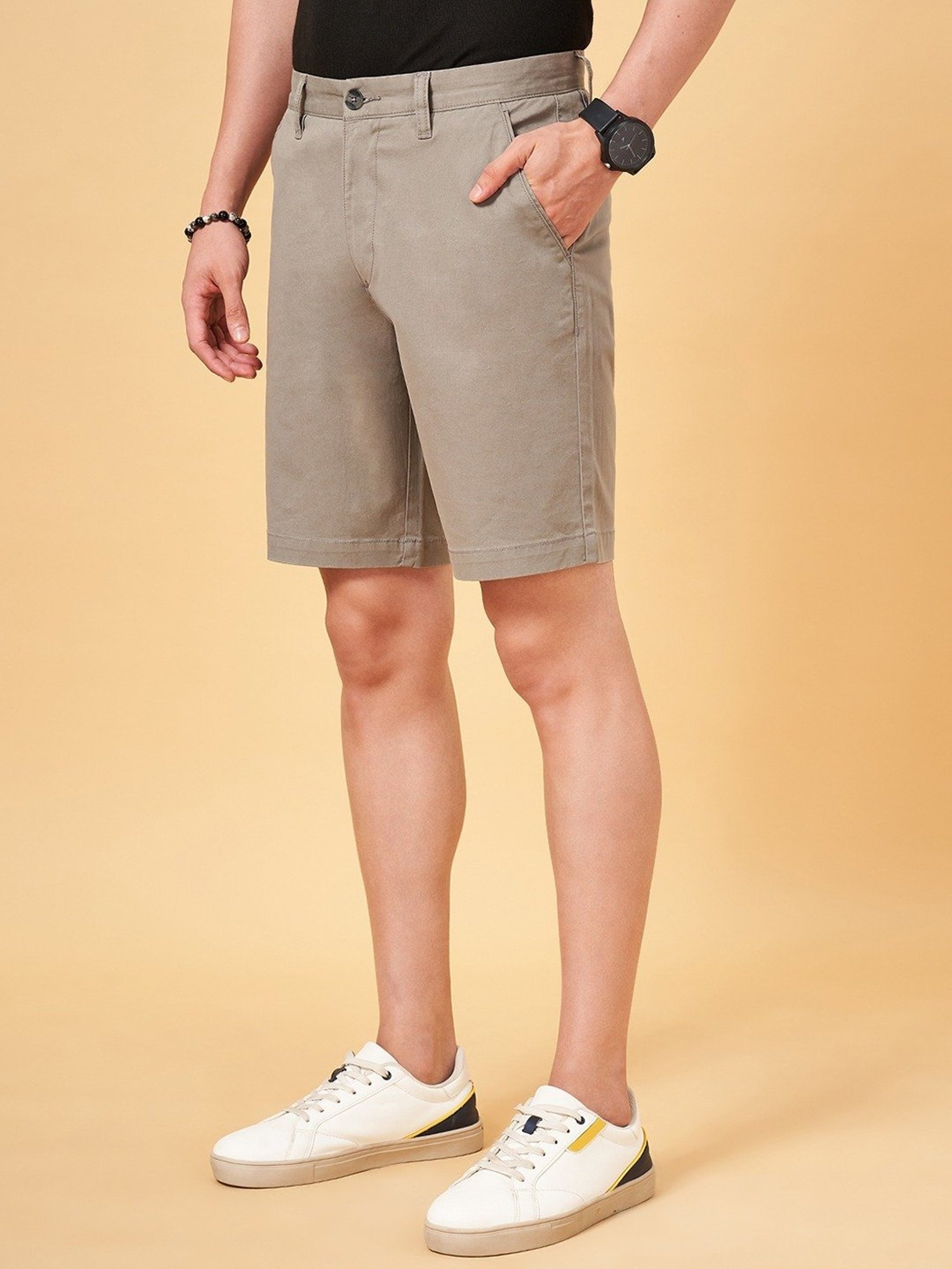 Byford By Pantaloons Steel Grey Slim Fit Shorts