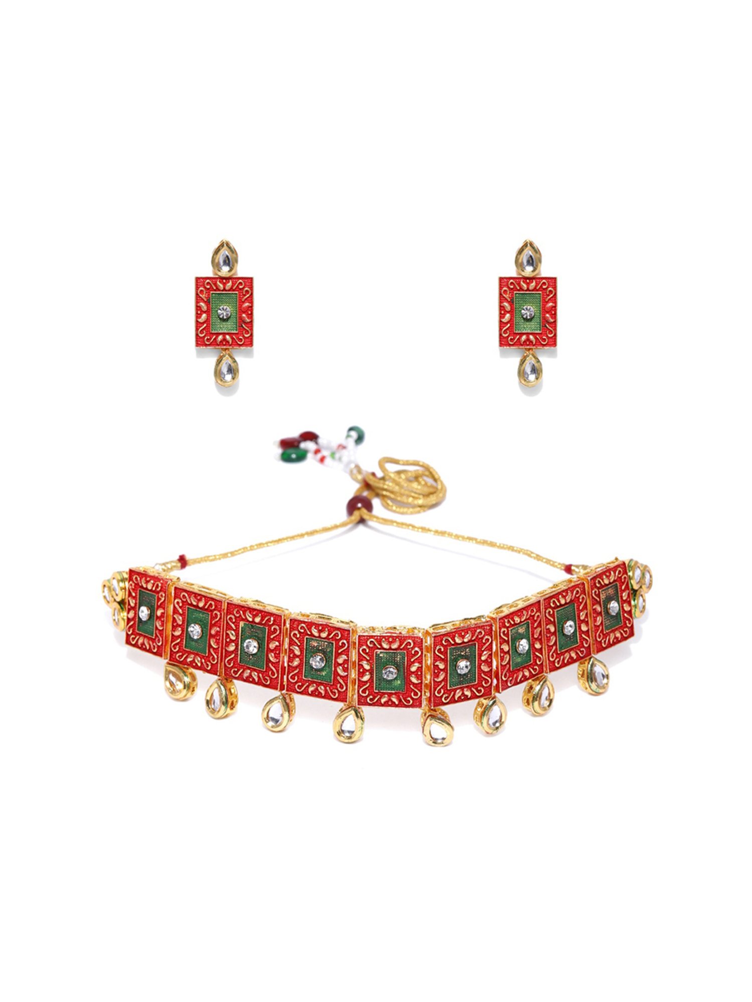 Sri Jagdamba Pearls White Alloy Classic Necklace & Earring Set