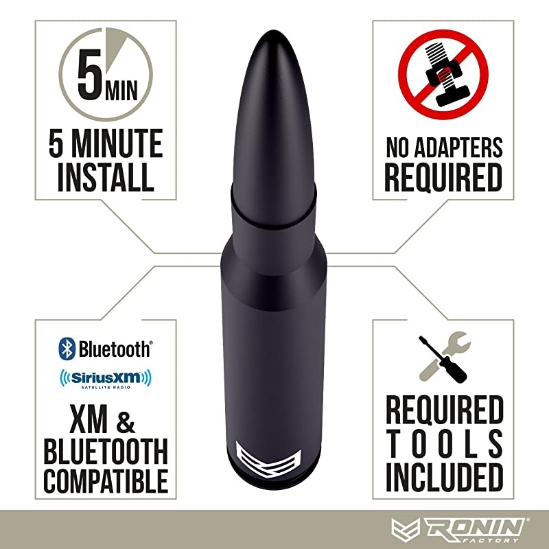 Bullet Antenna for Dodge RAM & Ford F150 F250 F350 Super Duty Ford Raptor Trucks - Anti-Theft Design - Short Replacement Antenna 1990 - Current