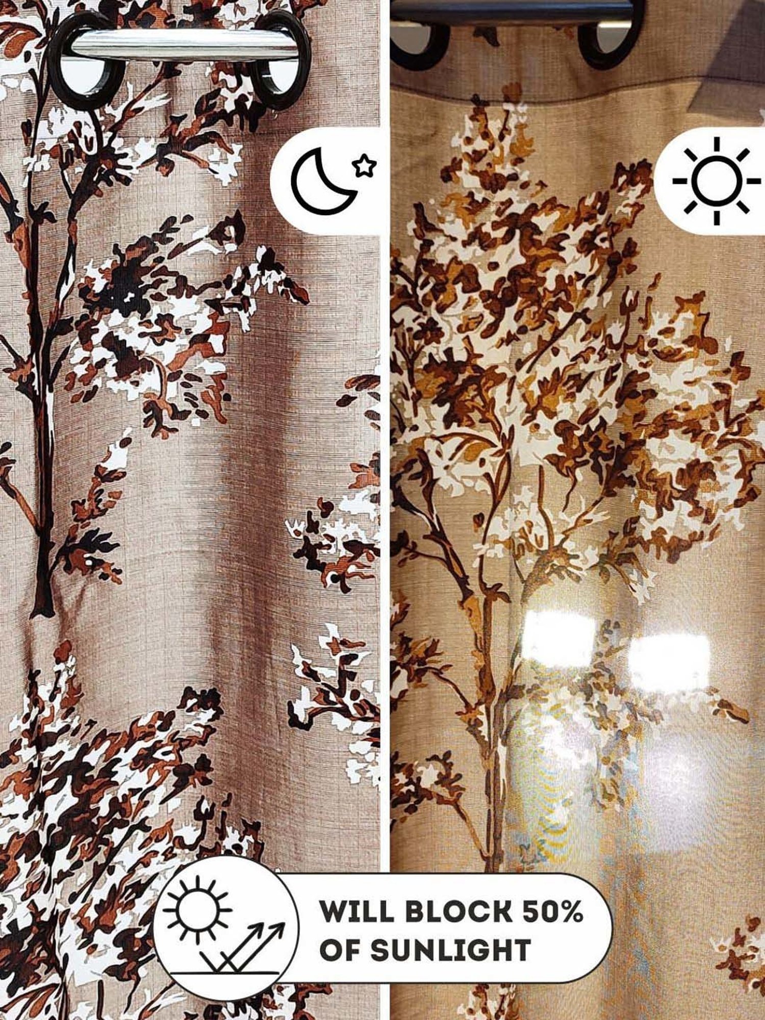 Bianca SANTORO Brown Faux Silk 7 Ft. Door Curtain - Set of 2