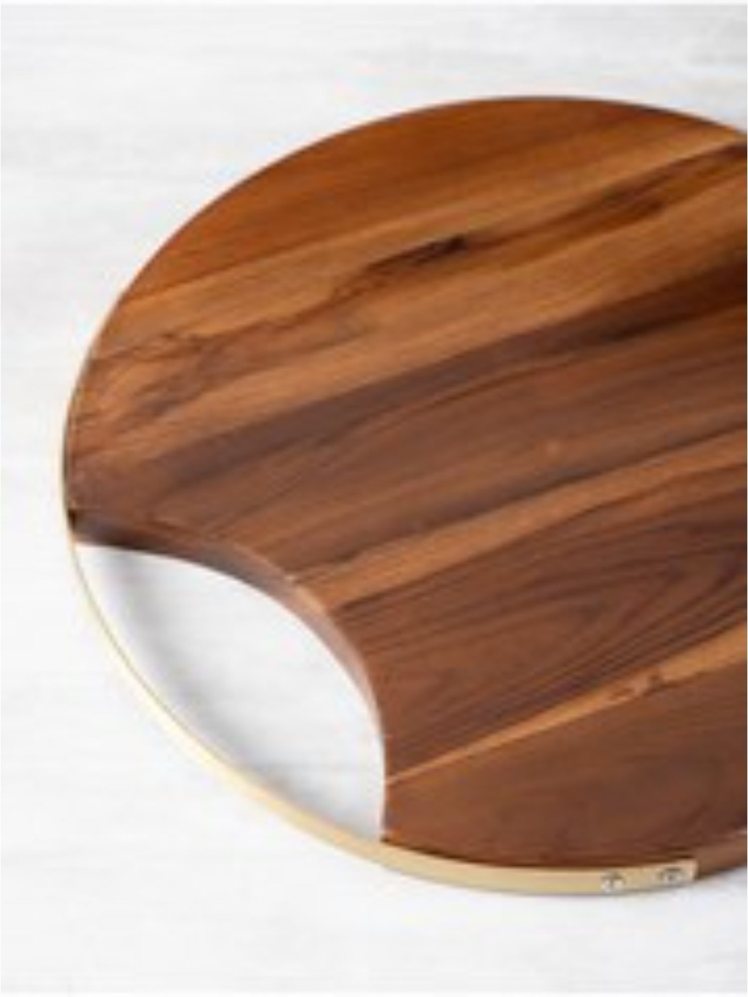 nestroots Wooden Serving Platter Cheese Board with Golden Handle for Snacks (14-Inches)