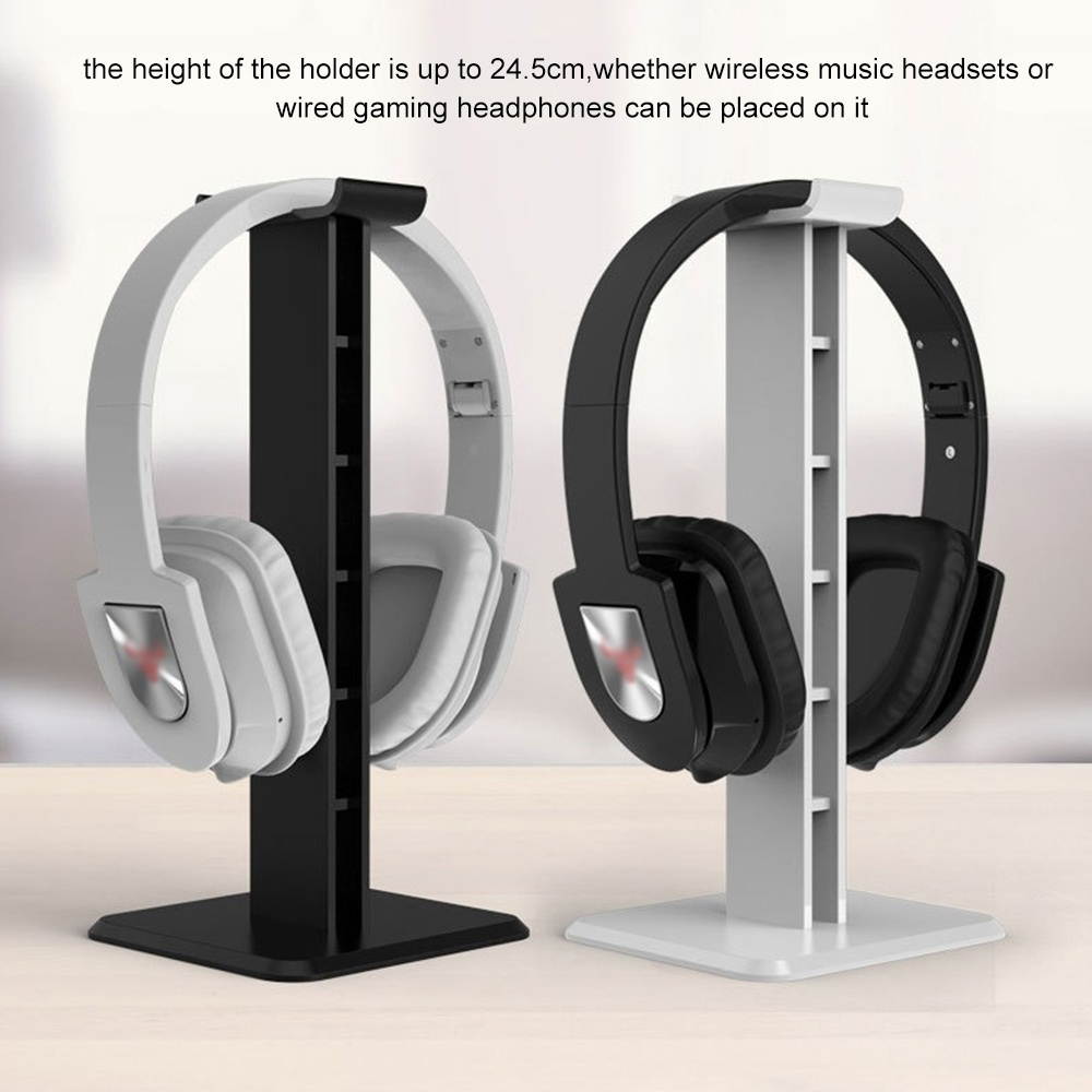 Convenient Headphone Stand Headset Holder All-in-One Solid Earphone Stand ABS Solid Base for All Headphones Fashion Display (Black)
