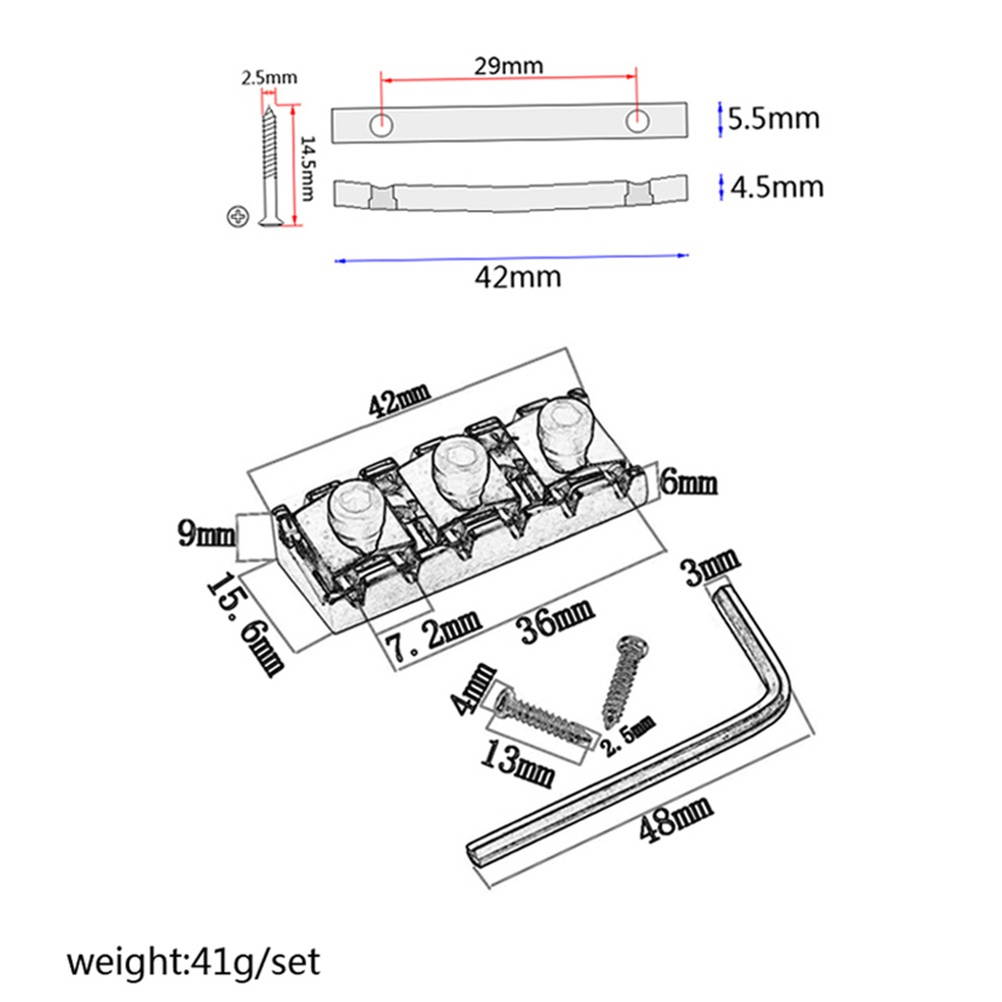 String Retainers Set Locking Nut String Tension Bar for Guitar Floyrose Bridge (Golden)