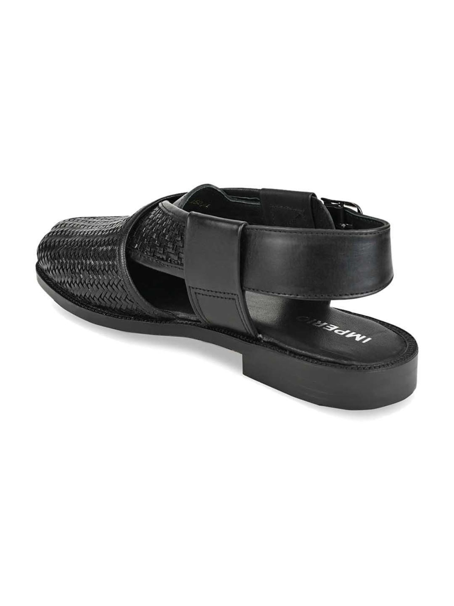 Imperio by Regal Men's Black Back Strap Sandals