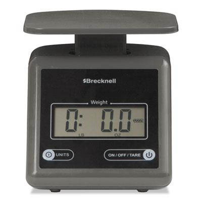 Brecknell Electronic Postal Scale, 7 lbs Capacity, 6 4/5 x 5 3/5 Platform, Gray