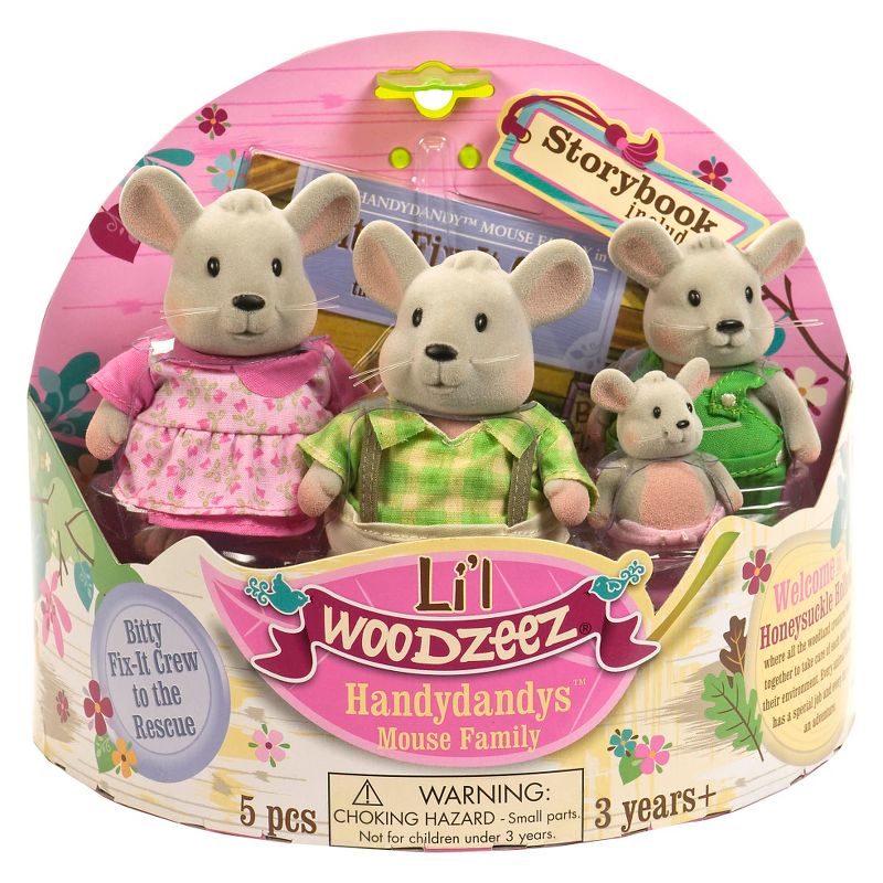 Li'l Woodzeez Miniature Animal Figurine Set - Handydandy Mouse Family