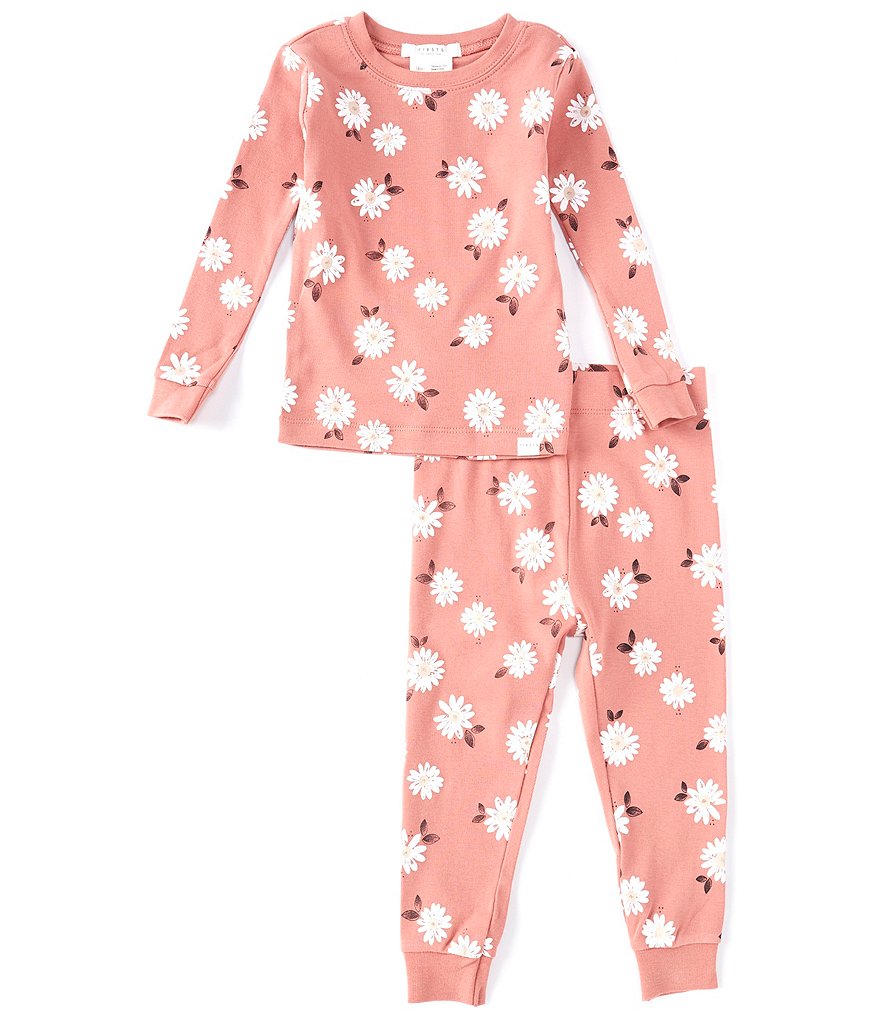 Petit Lem Baby Girls 12-24 Months Floral Print Long Sleeve Top & Long Bottoms PJ Set