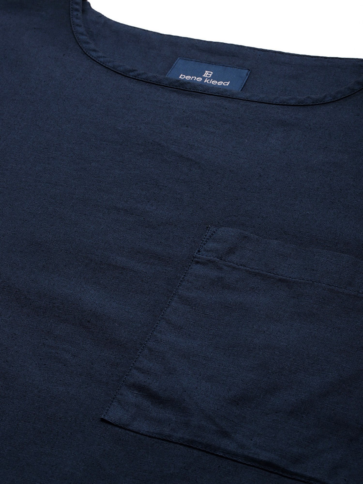 Bene Kleed Navy Regular Fit Cotton Linen Shirt