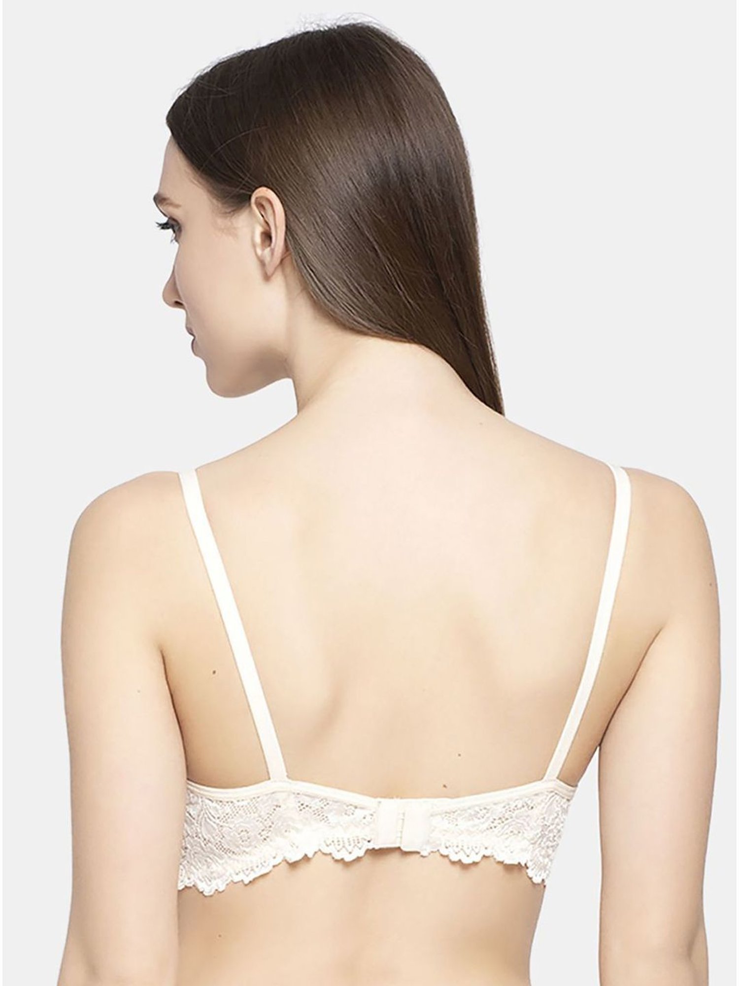 AROUSY Cream Cotton Self Pattern T-Shirt Bra