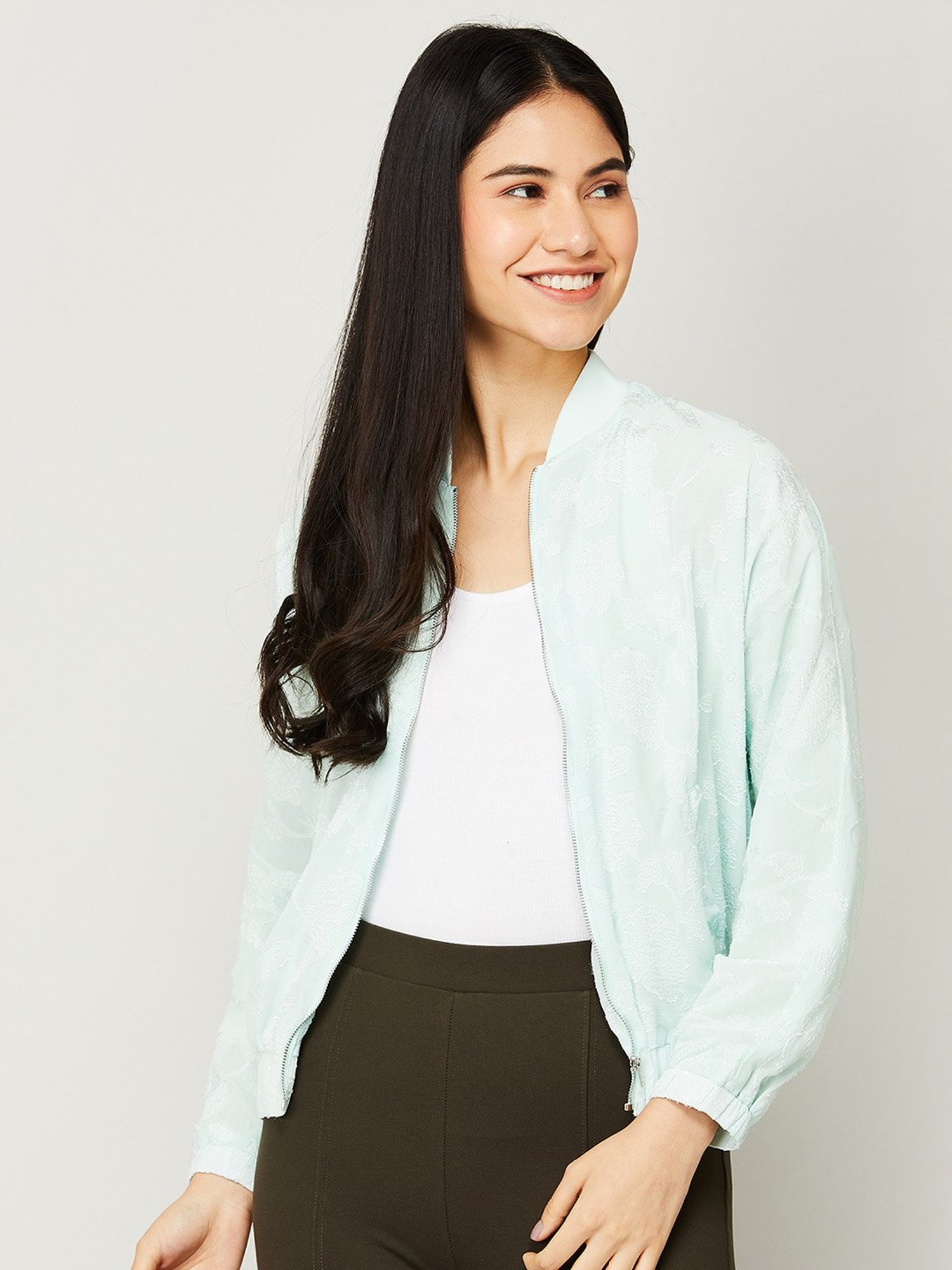 CODE by Lifestyle Mint Green Embroidery Shrug