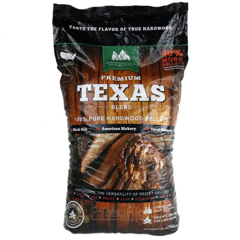 Green Mountain Wood Cooking Pellets Texas Blend 28 lb Black Oak Hickory Mesquite
